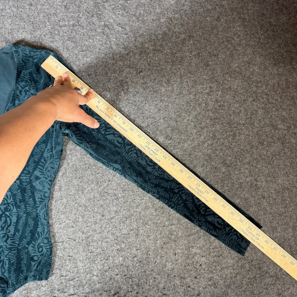 Intimately Free People Teal Green‎ Burnout Velvet V-Neck Long Sleeve Bodysuit S
